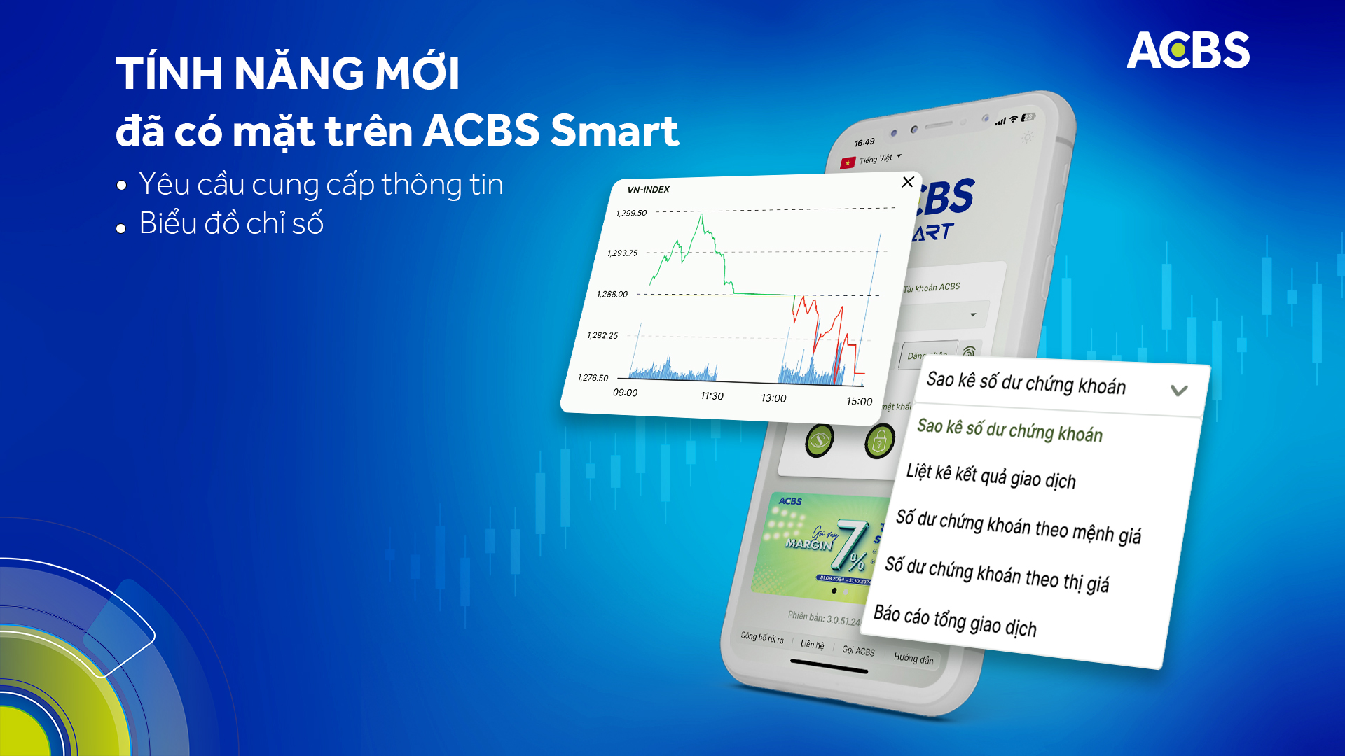 ACBS RA MẮT TÍNH NĂNG MỚI TRÊN ỨNG DỤNG ACBS SMART: YÊU CẦU CUNG CẤP THÔNG TIN VÀ BIỂU ĐỒ KỸ THUẬT