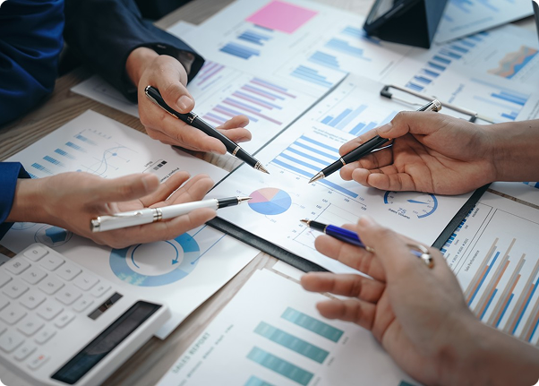 Business People Meeting About Business Plan Present Explain Financial Chart From Laptop