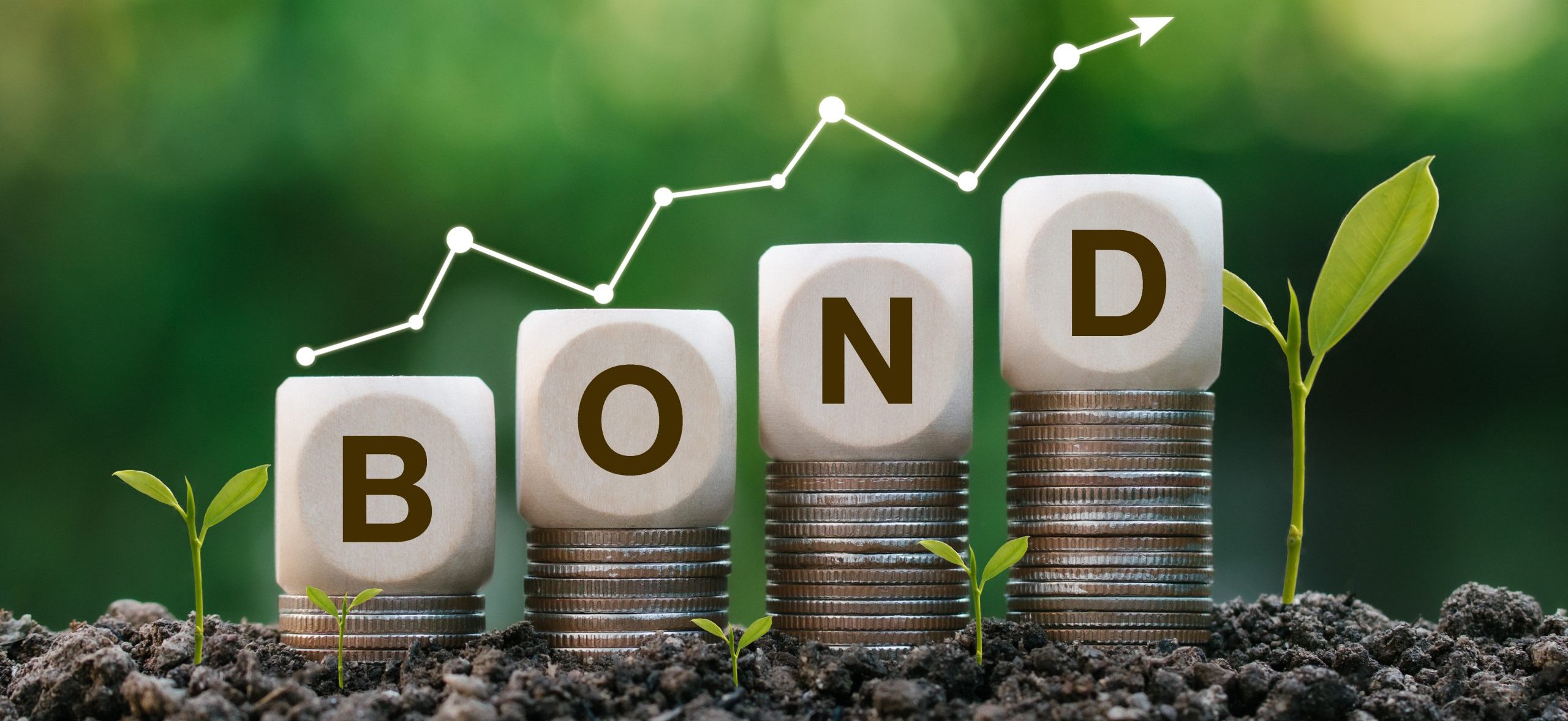 Investment On Bonds Concept.green Bonds Word In Wooden Block On